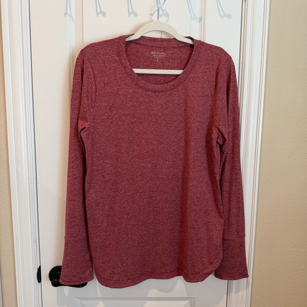 Athleta Uptempo Long Sleeve Top Decadent Red/Antique Rose